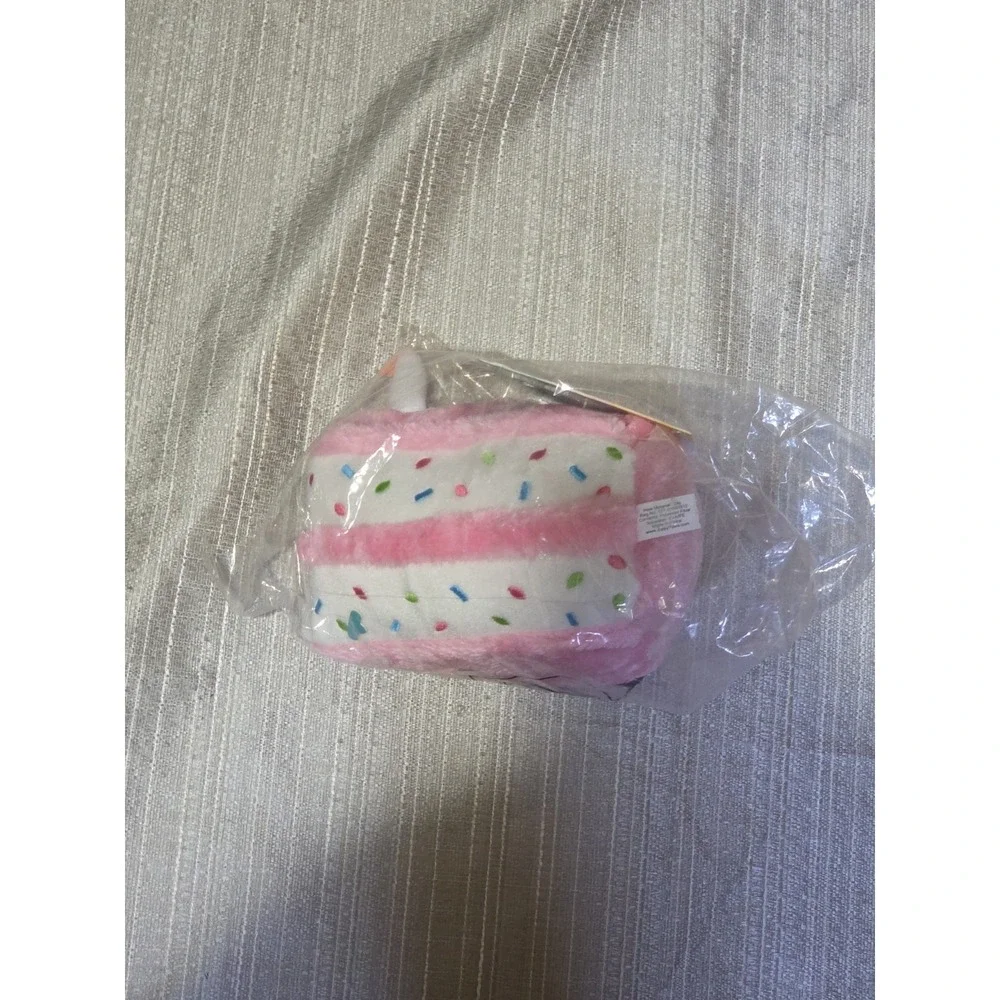 Birthday Gifts for Dogs - Pink Birthday Cake Slice, Plush Squeaky Dog Toy, Dog